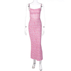 Dress Women&rsquo;s New Tight Fashion Floral Sexy Slim Backless Suspender Floral