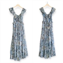 Hannah Artwear Dana Open Back Floral Midi Dress, Blue, Size 2 (US6/8)