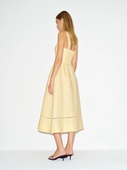 NEW Reformation Everett Linen Midi Dress Ray of Light Yellow | US 6 UK 10
