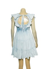 Free People Undone Mini Dress S 6 Women Casual Boho Tiered Blue Short NEW 46391