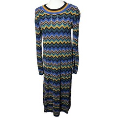 ModCloth Zig to My Zag Chevron Knit Long Sleeve Midi Sweater Dress Fall Winter