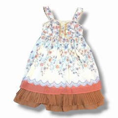 Axes Femme Floral Lace Trim Cami Dress Layered Pleated Hem Size M Japan