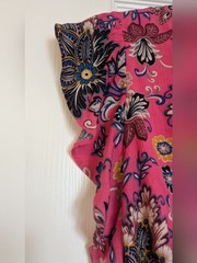 LOFT Floral Ruffle V-Neck Shift Mini Dress Pink/Blue – Size 16