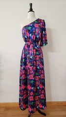 New Maxi Dress Size Small XS Blue Floral Satin Wedding Party Off Shoulder