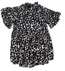 H & M Women&rsquo;s Black & Creme Ruffled Tiered Chiffon Dress Large