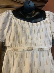 NWT Lapogee Anthropologie Maxi Boho Off/On Shoulder Dress Ivory Gold L