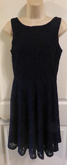 SPEECHLESS NAVY BLUE POLYESTER BLEND LACE FIT & FLARE DRESS – MEDIUM