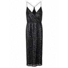SAYLOR Black Sequin Sleeveless Midi Dress Size Large Cocktail Evening Formal