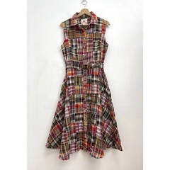 Kiel James Patrick Jacqueline Madras Patchwork Belted Shirtdress Preppy Size 4