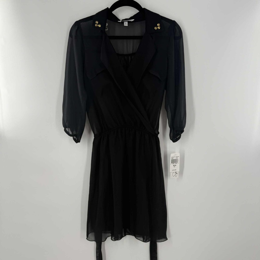 NWT Speechless Black Mesh Womens Dress M Classic Preppy Chic TBT