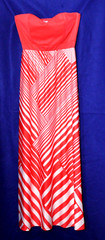 BAILEY GIRL MAXI DRESS ladies size M orange white stripe strapless empire waist