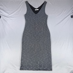 Final Touch Black White Striped Sleeveless V-Neck Midi Dress Women&rsquo;s Size Medium