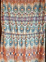 CAbi In the Sun Maxi Dress Aztec Ikat Geometric Knit Orange Blue Slit Size Small