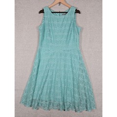 Danny and Nicole Aqua Blue Lace Fit and Flare Dress Sleeveless Size 16