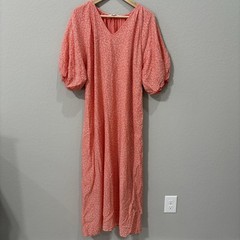 Part Two Dress Womens 46 US16 Coral Floral Cottagecore Prairie Gauzy Modest Midi
