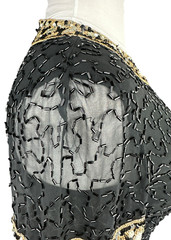 *Flawed A.J. Bari Black Silk Beaded Cocktail Dress Short Sleeve Sequins Size 10