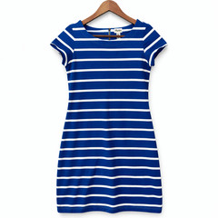 Hatley Blue and White Striped T Shirt Dress Womens XS Nautical Casual Back Zip