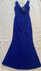 Woosea Formal Evening Gown Long Dress Size S Womans Blue Knit V-neck Sleeveless