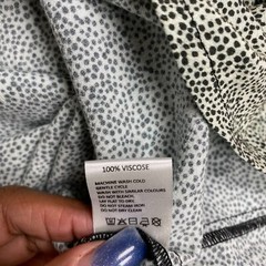 Able Creme Pin Dot Viscose Simone Tie-Sleeve V-Neck Midi Shift Dress L $155 New