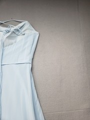 Morilee Women Maxi Dress 6 Light Blue Chiffon Strappy Back Zip Up Evening Gown