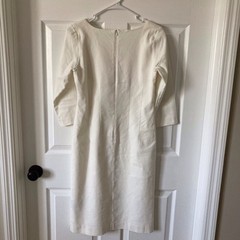 Jarbo Midi Dress, Linen/spandex. Zip. 3/4 Sleeves. Luxury, Classic, Fitted. S 36