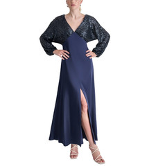 DKNY Sequin Embellished Blouson-Sleeve Gown MSRP $279 Size 8 # 14B 2479 Blm