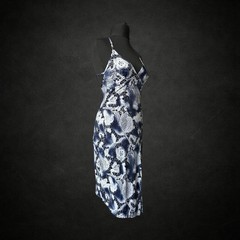 Jane Norman Womens Midi Dress 8-10 Navy White Sequin Floral Lace Print Y2K BNWT