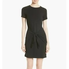 Theory Dakui Rubric Black Modal Stretch Tie Front Mini Bodycon T-shirt Dress S