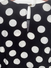 NWT Loft Black & White Polka Dots Balloon Sleeve Swing 100%Viscose Dress Size M