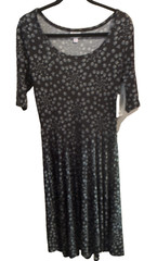 LuLaRoe Nicole Women&rsquo;s Black Blue Polka Dot Fit & Flare Dress M Knee 3/4
