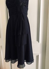 JS Boutique Womens Beaded Spaghetti Strap Draped Black Dress 8