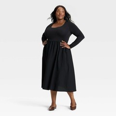 Women&rsquo;s Long Sleeve Knit Midi A-Line Dress – Ava & Viv 3x B113s