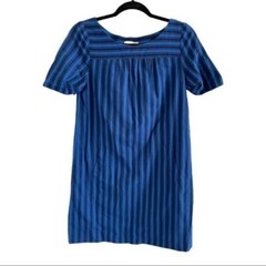 HD IN PARIS Anthropologie Blue Striped Shift Dress Short Sleeve Size 2