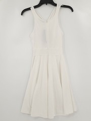 NWT Angvns Womens Size Small Color White Kris Cross Straps Zip Back Maxi Dress