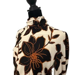 Alexia Admor Mock Neck Modest Belted Maxi Dress Brown Floral Size 6 NEW