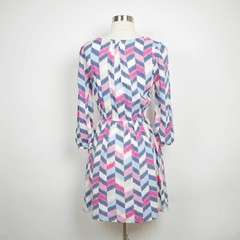 RED CAMEL Women&rsquo;s S – Pink & blue geometric 3/4 sleeve A-line dress knee length