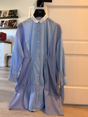 Maje Rarty blue cotton blended Shirt Dress Size: 1 Great Conditions