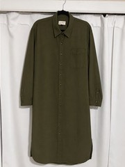 Universal Thread Green Solid Midi Shirt Dress Long Sleeve Button Front Pockets L