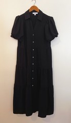 CeCe Women&rsquo;s Collared Short-Sleeve Tiered Shirtdress Size Medium Black