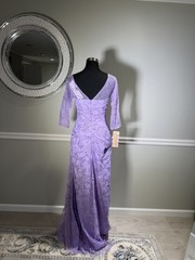 Terani Couture Lavender Silver Glitter Embroidered Tulle Formal Gown Size 4