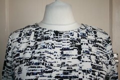 SIZE 14 WAREHOUSE BLUE BLACK & WHITE DRESS