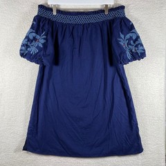 beachlunchlounge off shoulder shift dress floral puff sleeves XL preppy coastal