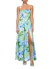 Sonya Moda Milano Long Dress Size XS 6 AU/UK 2 US Azzuro Verde Botanico Print