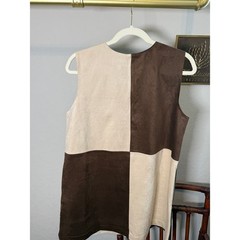 Miou Muse Womens Brown Cream Colorblock Faux Suede Checkerboard Mini Dress M NEW