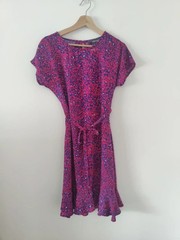Sosandar Pink & Blue Leopard Print Dress Size 8 Excellent Condition