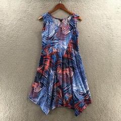 New Directions Asymmetrical Hem A-Line Dress Womens S Multicolor Sleeveless NEW