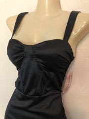 Inspired Hearts LBD Black Dress Sz XL Ruffled Side Slit Sweetheart Neckline Midi