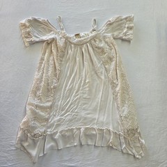 Mossimo Top Dress Size M Boho Cottagecore Chrochet Lace Cold Sholder