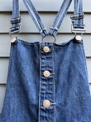 Forever 21 Size M Denim Jeans Overalls Dress Romper Jumpsuit Adjustable Straps