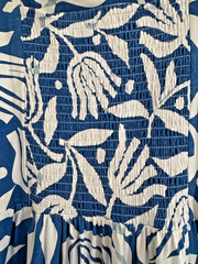 FAB SEASALT DEEP WATER BLUE & WHITE SQUARE NECK FLORAL COTT SLEEVELESS DRESS 20!